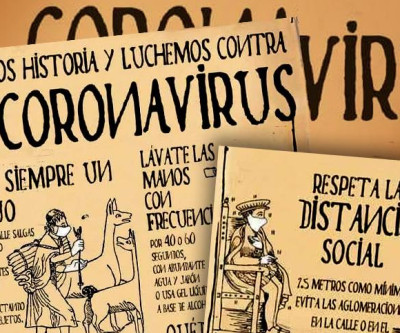 Campanha contra o coronavírus ilustrada com temática Inca
