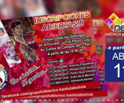 Grupo Kantuta Bolivia, abre inscrições a partir de 11 de abril