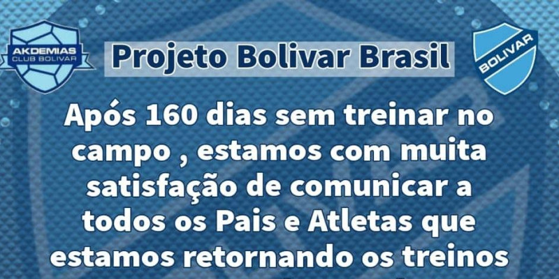 Projeto Bolivar Brasil retoma treinos 
