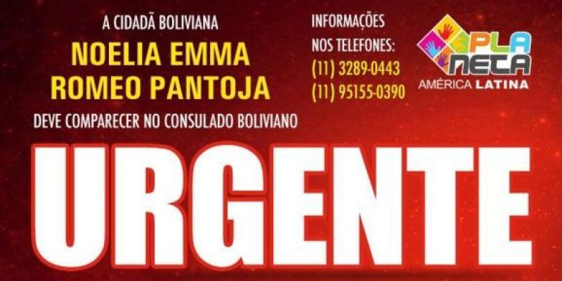 Consulado boliviano convoca a cidadã boliviana - NOELIA ROMEO