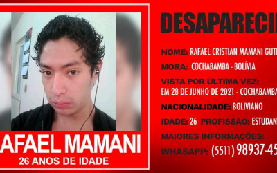 Desaparecido o boliviano RAFAEL CRISTIAN MAMANI GUTIERREZ