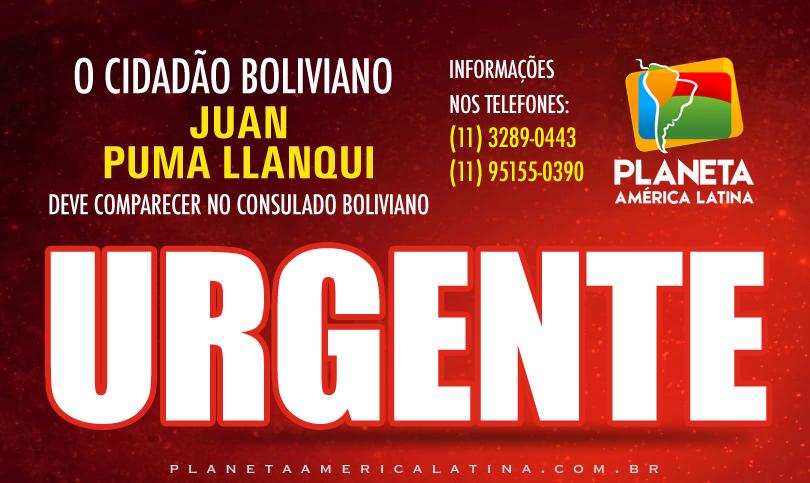Juan Puma Llanqui é convocado a comparecer no Consulado Boliviano em SP