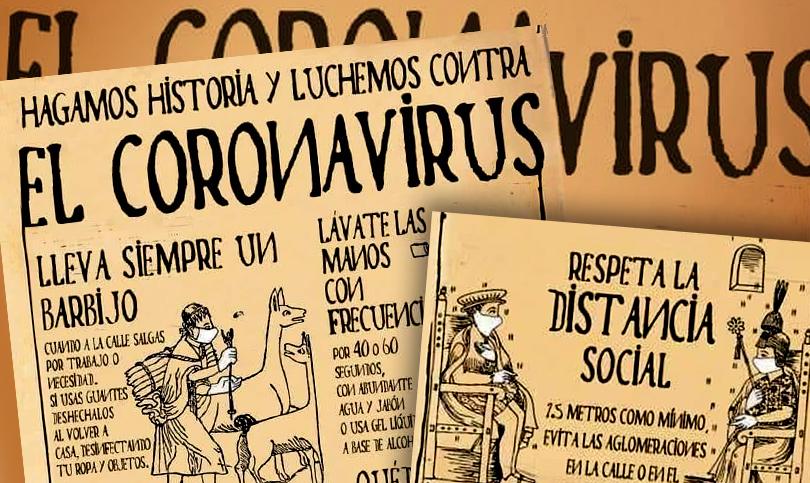 Campanha contra o coronavírus ilustrada com temática Inca