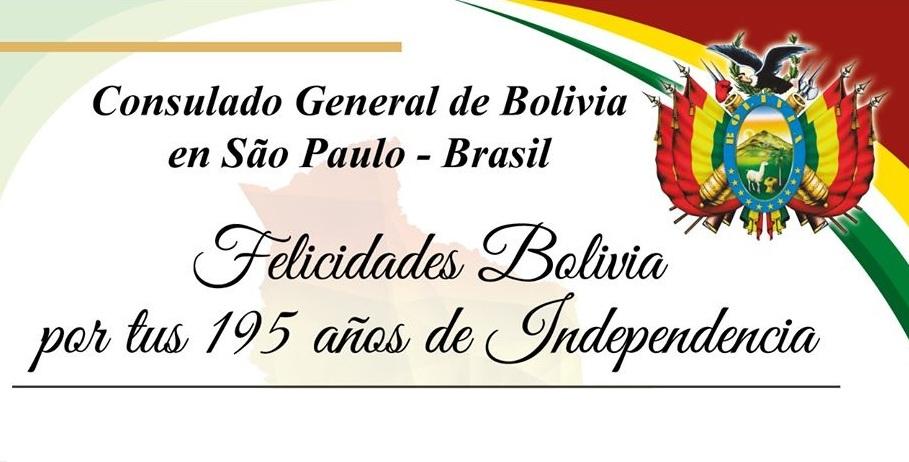 Nota oficial em comemoração aos 195 anos da independência da Bolívia