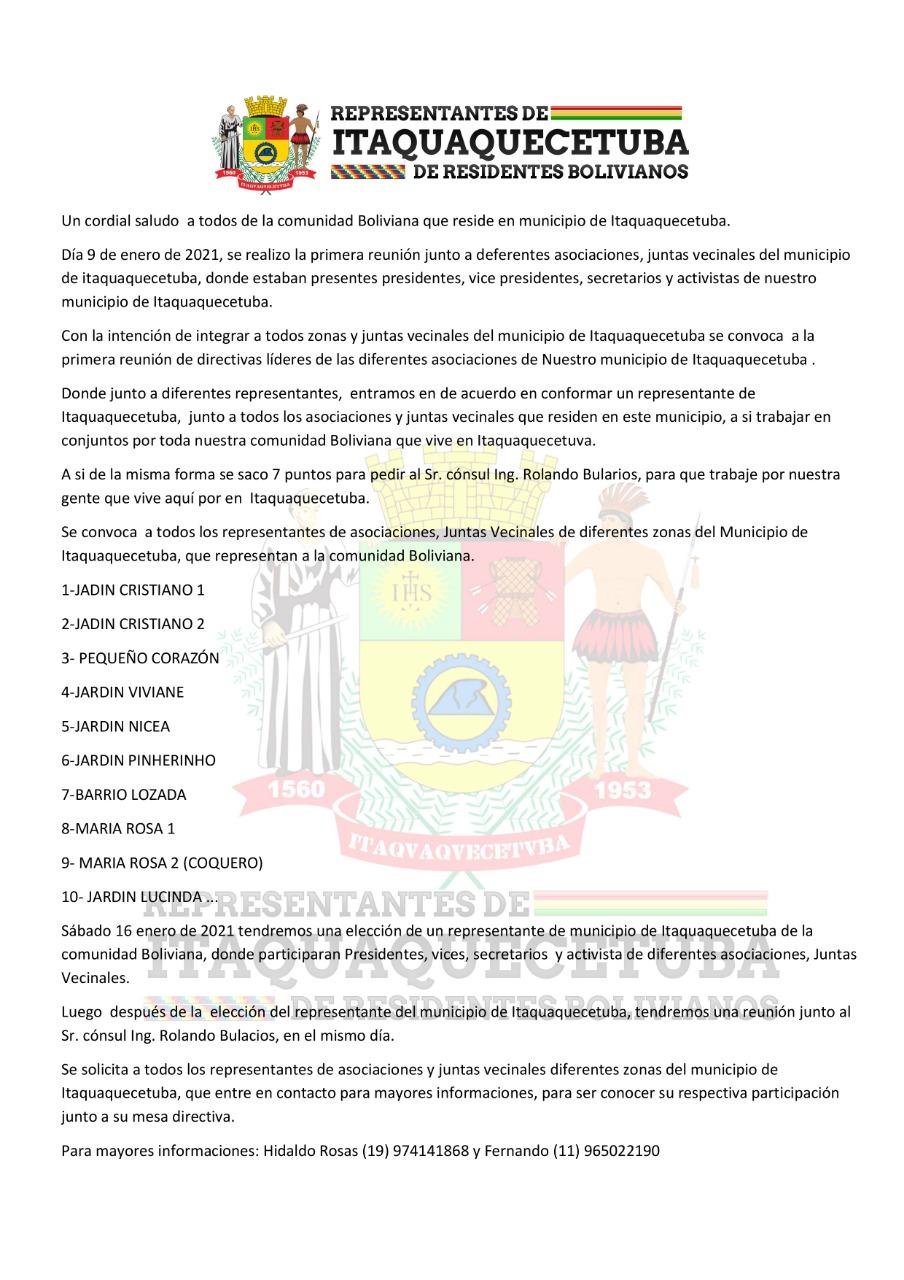 Bolivianos em Itaquaquecetuba, elegem representantes comunitários
