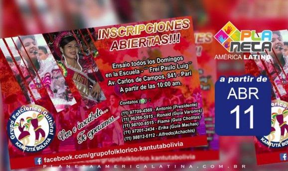 Grupo Kantuta Bolivia, abre inscrições a partir de 11 de abril